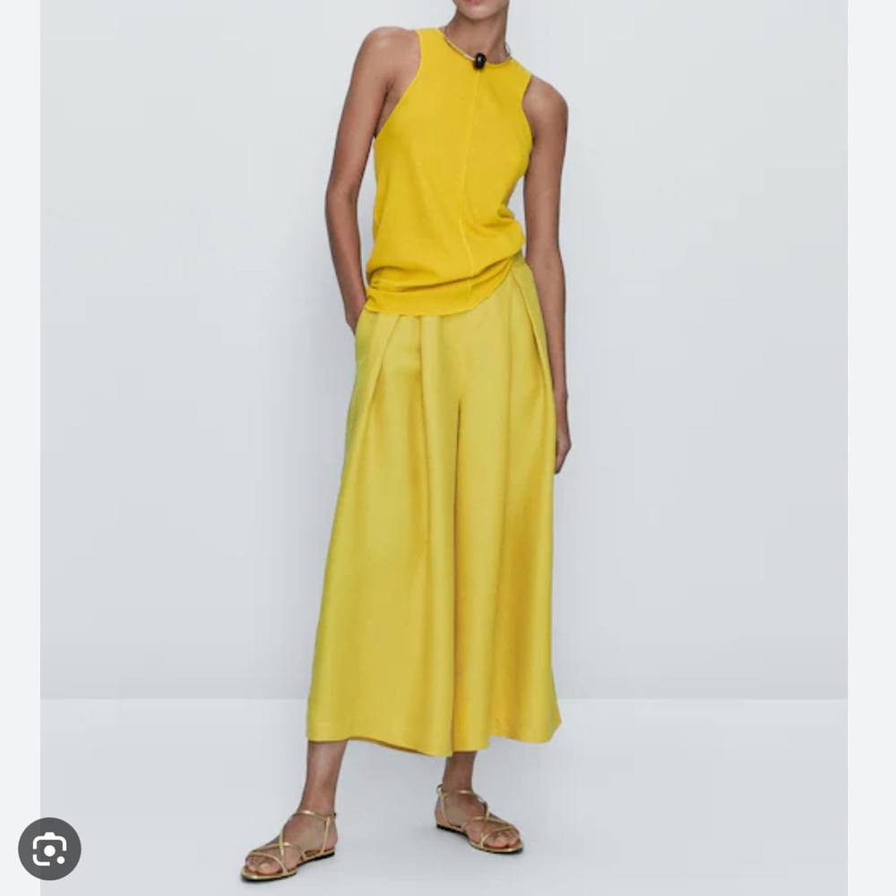 NWOT Massimo Dutti Linen Pleated Culottes Size 8